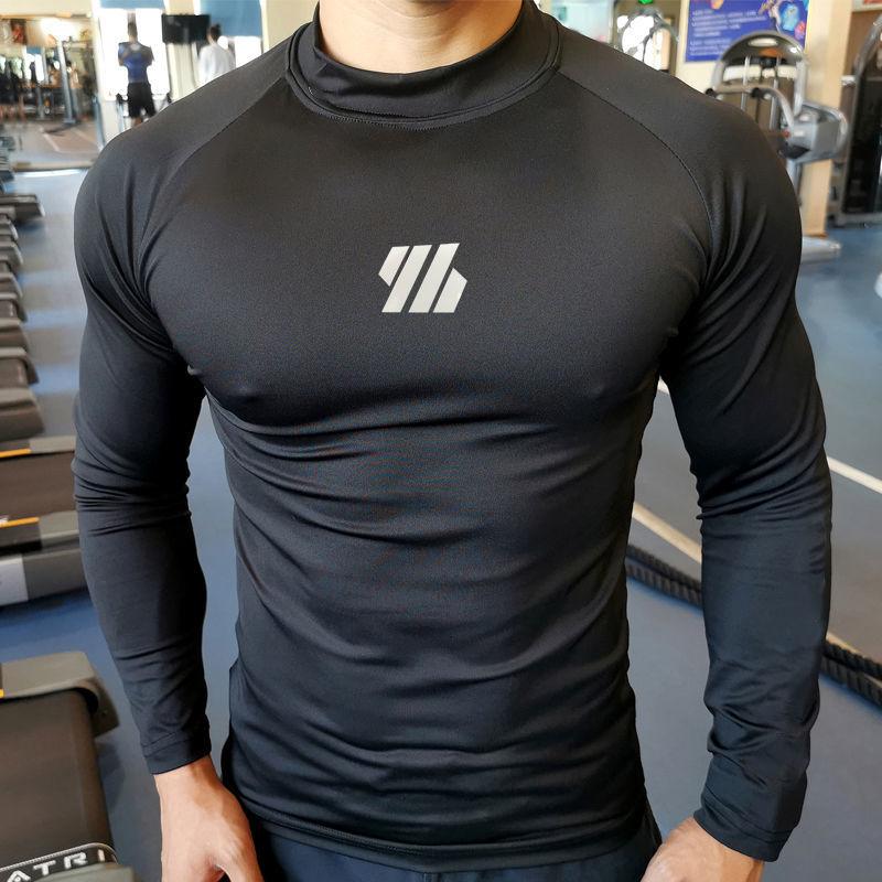 Long-sleeved Mid-high-neck Men's Long-sleeved Sportswear High-necked Tights Men's Bottoming Shirt Keeps Warm and Comfortable