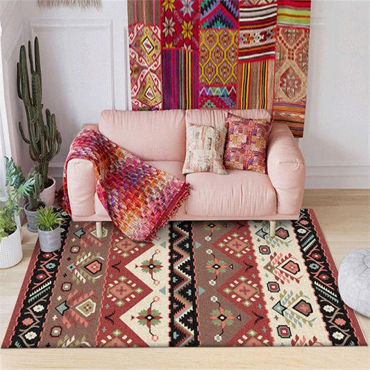 Home Carpet Retro Indian Ethnic Style Bedroom Kitchen Bathroom Non-slip Carpet Bedside Mat