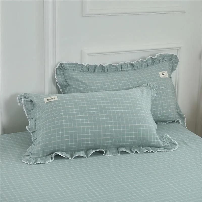 Washed Cotton Cotton Side Pillowcase Solid Color Cotton Pillowcase Pillow Core Cover 48*74cm