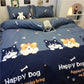 Ins Lattice Cartoon Girl Heart Bedding Four-piece Student Dormitory Three-piece Single Bed