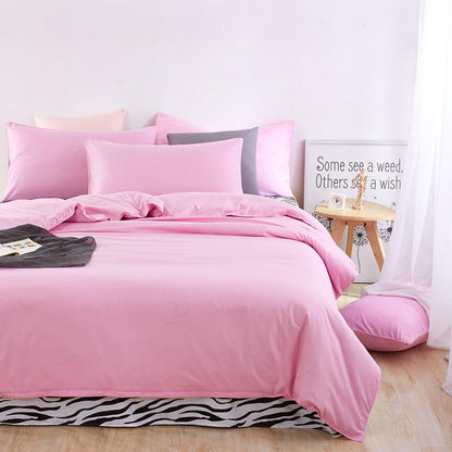 Bedding Solid Color Double Combed Matte Four Piece Set  Dormitory Simple Quilt Cover Bed Sheet