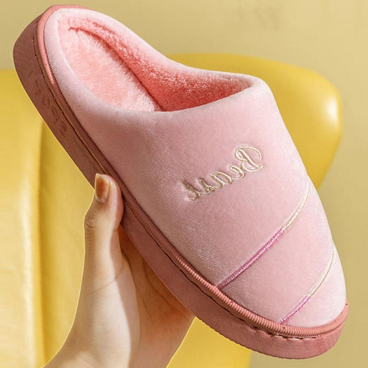 Winter Home Indoor Warmth Couple Plush Household Non-slip Platform Confinement Shoes