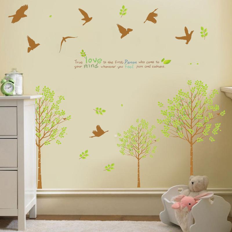 Woods living room bedroom decoration three generations removable transparent wall sticker