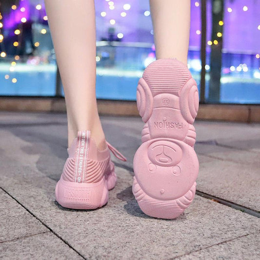 Sports Shoes Spring Breathable Lightweight Flying Woven Shoes Female Students Fashion All-match Non-slip Running Shoes