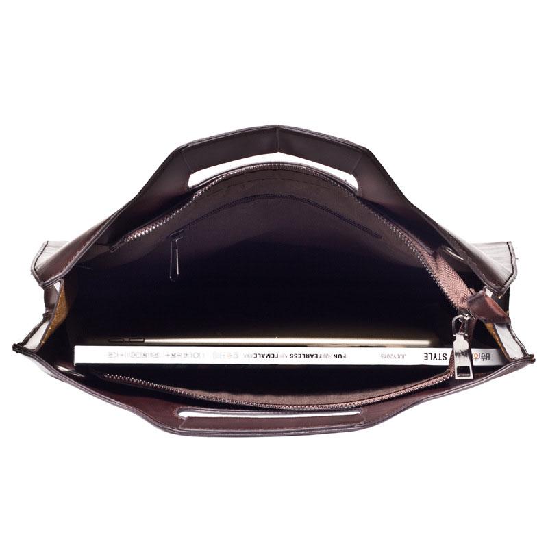 Business Briefcase Men Vintage Brown Leather Zipper Styling Tote Shoulder Diagonal Computer Bag