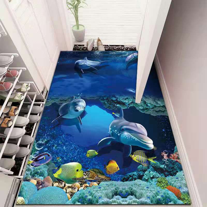 3D Door-to-door Floor Mat Door Mat Home Bedroom Living Room Bathroom Non-slip Absorbent Machine Washable Carpet