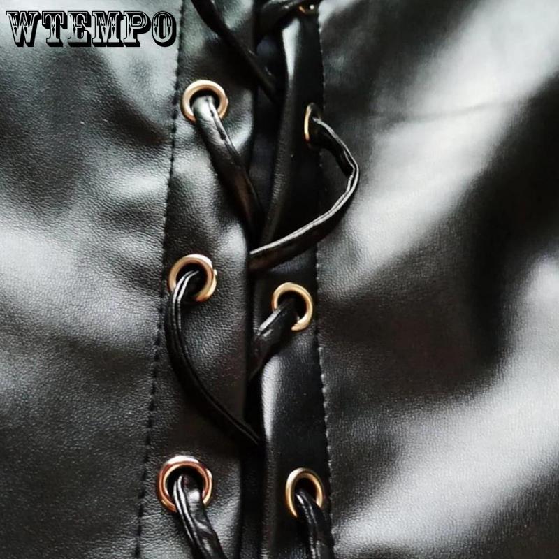 Tight PU Leather Skirt Women's High Waist Sexy Black Short Skirt Package Hip Leather Skirt Sexy Mini Dress