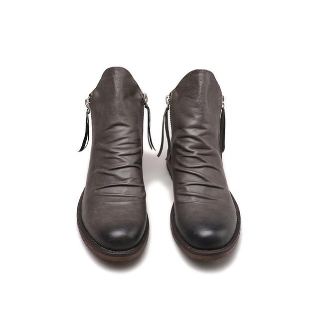 Original Leather Boots Men Autumn Shoes Male Leather Casual Boots Men Comfy Anti-Slip Lace-up Boots