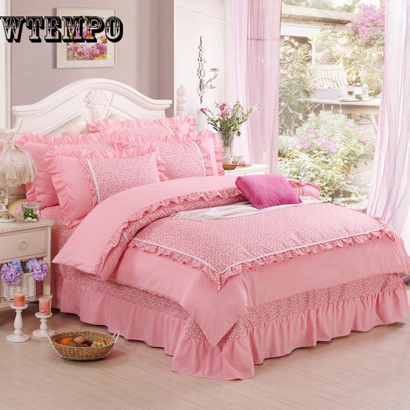 New Bedding Set Girls Bedding Set lace Bed set Duvet Cover Bed Skirt or fitted sheet bedclothes