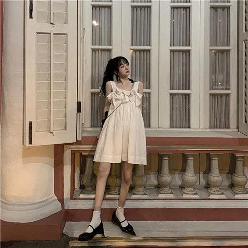 The Skirt Is Super Fairy and Thin Summer Bowknot Suspender Dress Lace Princess Dress