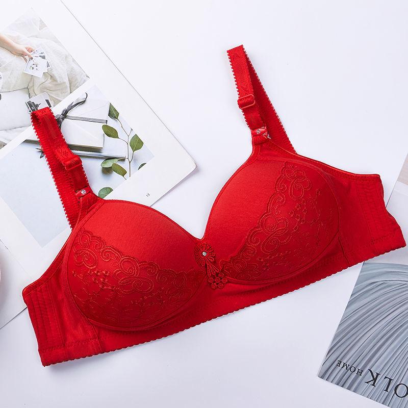 Large Size Sexy Lace Ladies Underwear Steel Ring Embroidered Gather Bra Adjustable Women's Underwear