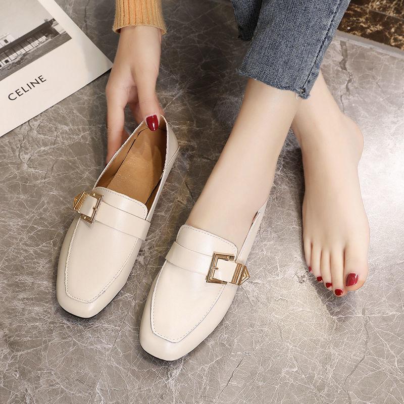 Soft Leather Thick Heel Shoes Female Spring Summer Small Leather Shoes British Style Wild Retro Square Head Single Shoes