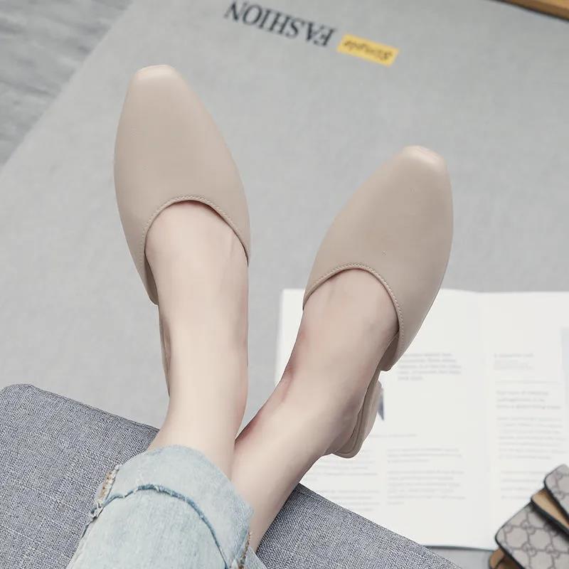 Summer Mid-heel Slippers Women's Outer Wear Soft Bottom Non-slip Toe Slippers