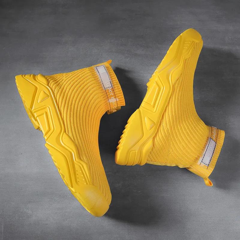 Men's High Top Sneakers Korean Style Trendy All-match Socks Shoes Teen Student Trendy Shoes