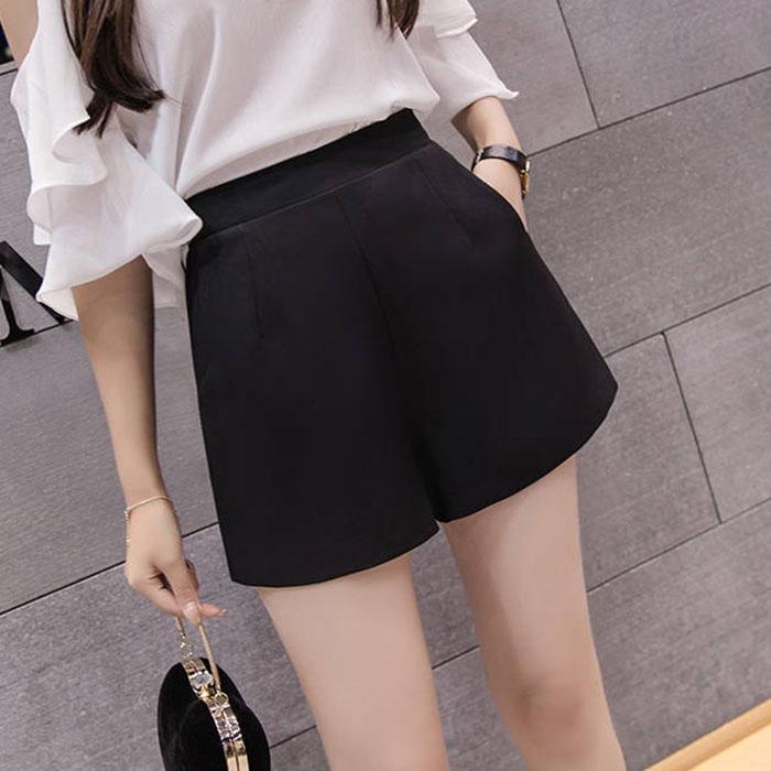 Women Elasticated High-waist Chiffon Shorts Anti-light Thin Students Casual Mini A Pants