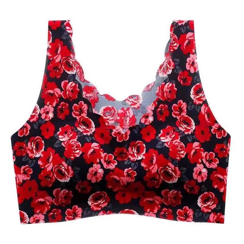 Ladies Large Size Bra Middle-aged and Elderly No Steel Rings Gathering Ice Silk Beauty Vest Vest Bra Thin Breathable Lightweight Bra