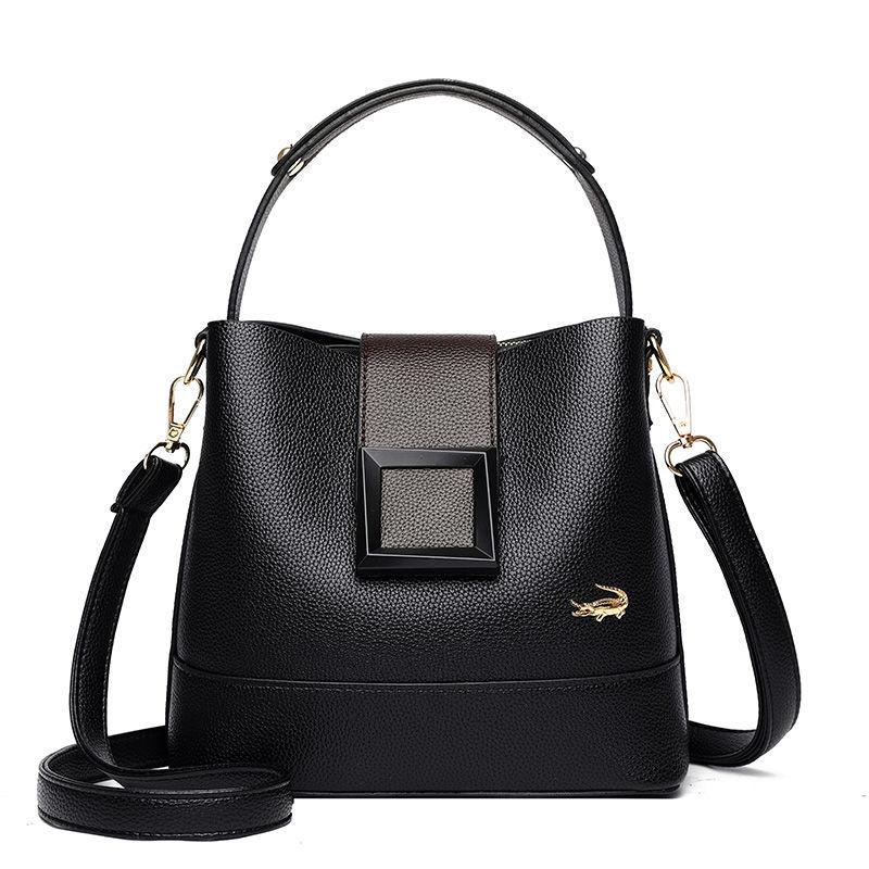 Crocodile Bucket Bag Female Trend Fashion Soft Leather Shoulder Messenger Bag Wild Large-capacity Handbag