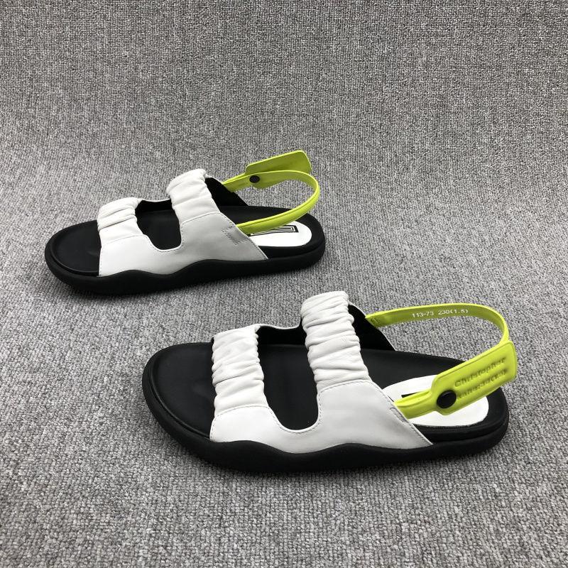 European Women's Shoes Summer Soft Leather Folds Color Matching Open Toe Flat Beach Sports Sandals Women