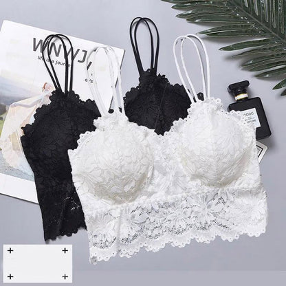Two-piece Japanese Thin Section Anti-glare Skin-friendly Breathable All-match No Steel Ring Lace Camisole Tube Top Wrap Bra