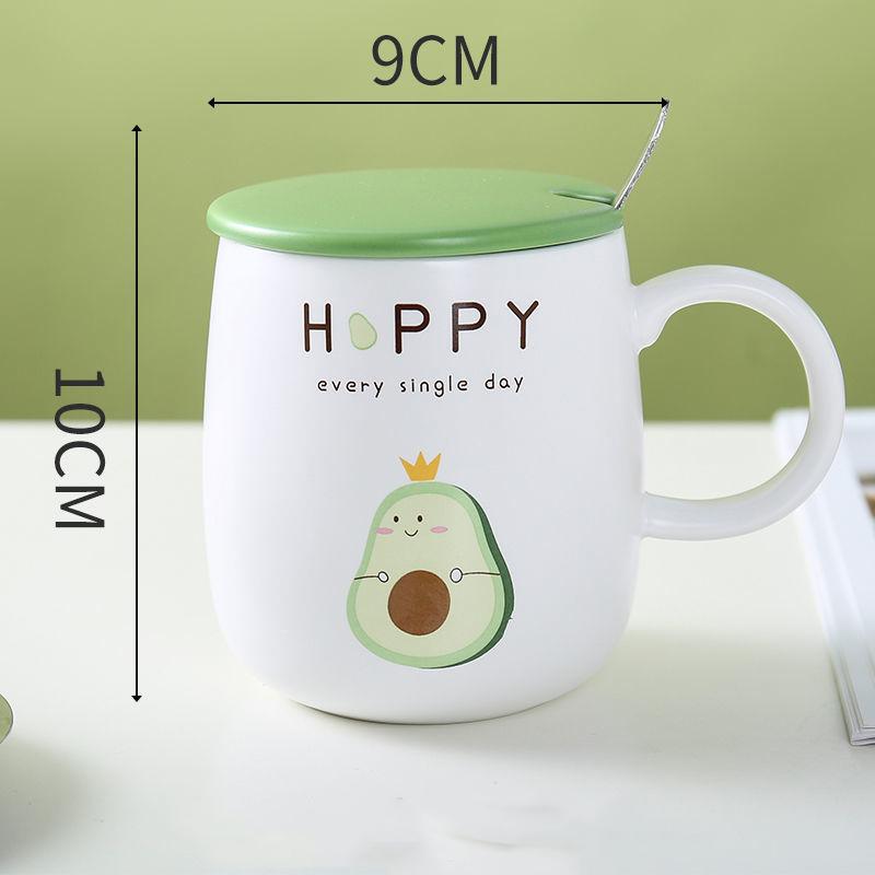 Ceramic Teacup Coffee Large-capacity Household Spoon with Lid Drinking Water Girl Cute Men Student Simple Mug