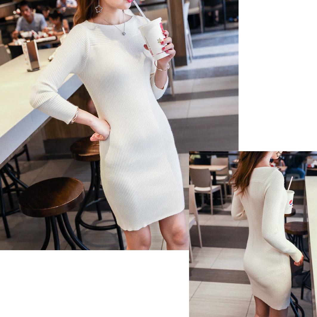 Women Sweaters Dress Pullovers Outwear Slash Neck Sweater Long Women Clothes