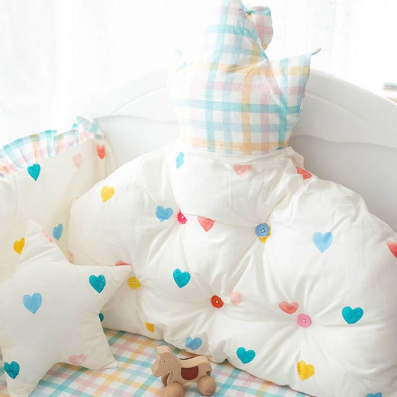 Four-piece Crib Bedding Set Cotton Toddler Bed Sheet Three-sided Bed-surrounding Bumper Sheet