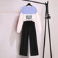 Two-piece Loose Hoodie Wide Leg Pants Casual Suit Women's Round Neck Long-sleeved Shirt + Loose Pants Casual and Comfortable