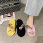 Cotton Slippers Female Cute Plush Slippers Wear Plush To Keep Warm At Home Winter Slippers Non-slip Breathable Cross Slippers