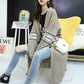 Autumn and Winter Leisure Wool Knit Sweater Loose Long Over The Knee Top Elegant Jacquard Pattern Sweater Coat