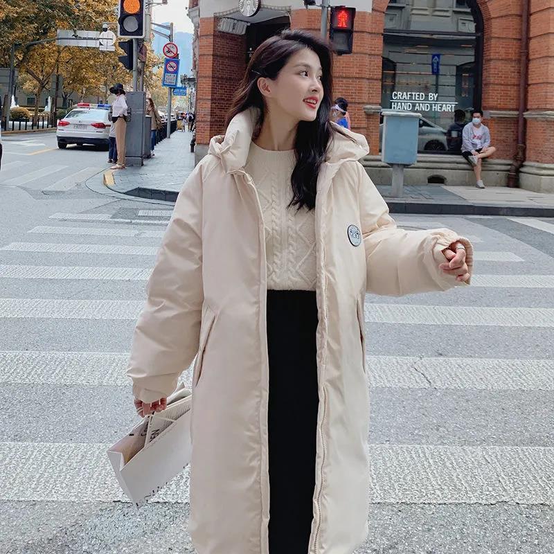 Hong Kong Style Cotton-padded Jacket Women Korean Style Loose Mid-length College Style Cotton-padded Jacket Women's Clothing