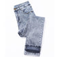 Spring and Autumn Straight Stretch Jeans Women's Thin Slim High Waist Large Size Trendy Korean Style Wild Loose Straight Pants