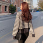 Top Women's Autumn Small Fragrant Wind Sweater Cardigan Jacket Short Plaid Mink Fleece Sweater