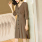 Shirt Dress Women Elegant Button Sash Belt Office Ladies Dresses Summer Ladies Khaki Work Dress