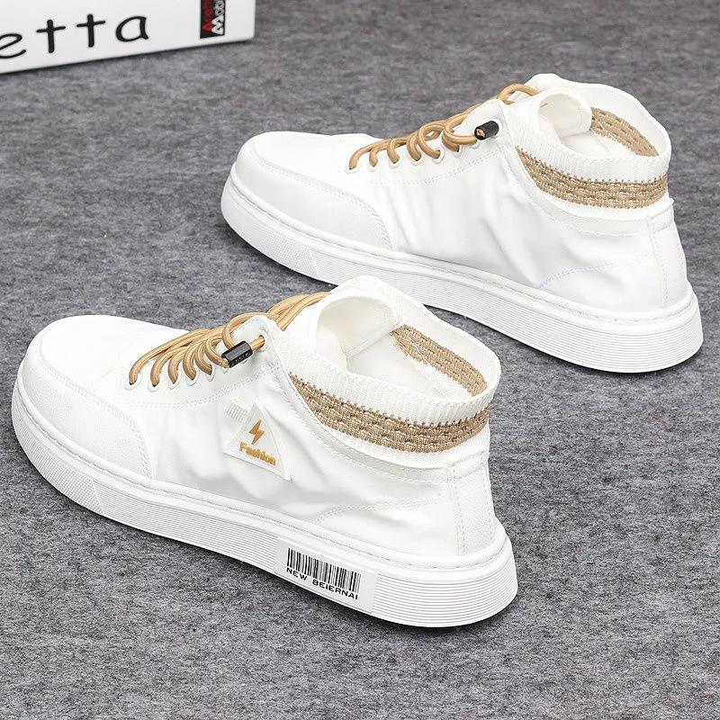 Summer Breathable High-top Shoes Men's Canvas All-match Trendy Shoes Korean Casual Sneakers