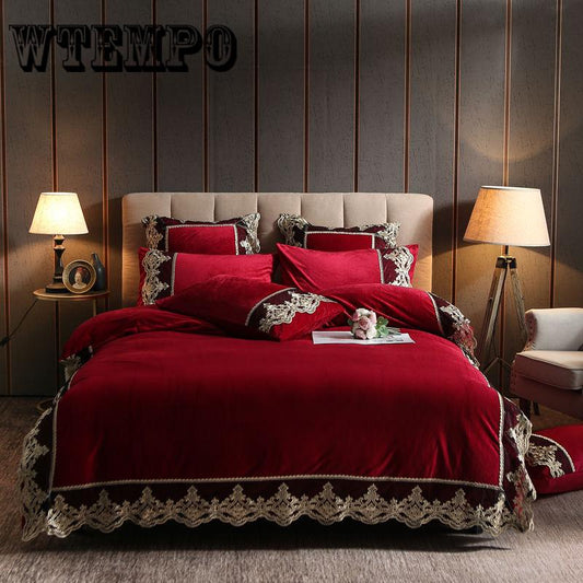 Winter Fleece Bedding Set Duvet Cover Flannel Flat Sheet 4pcs Bed Linen Home Bedclothes