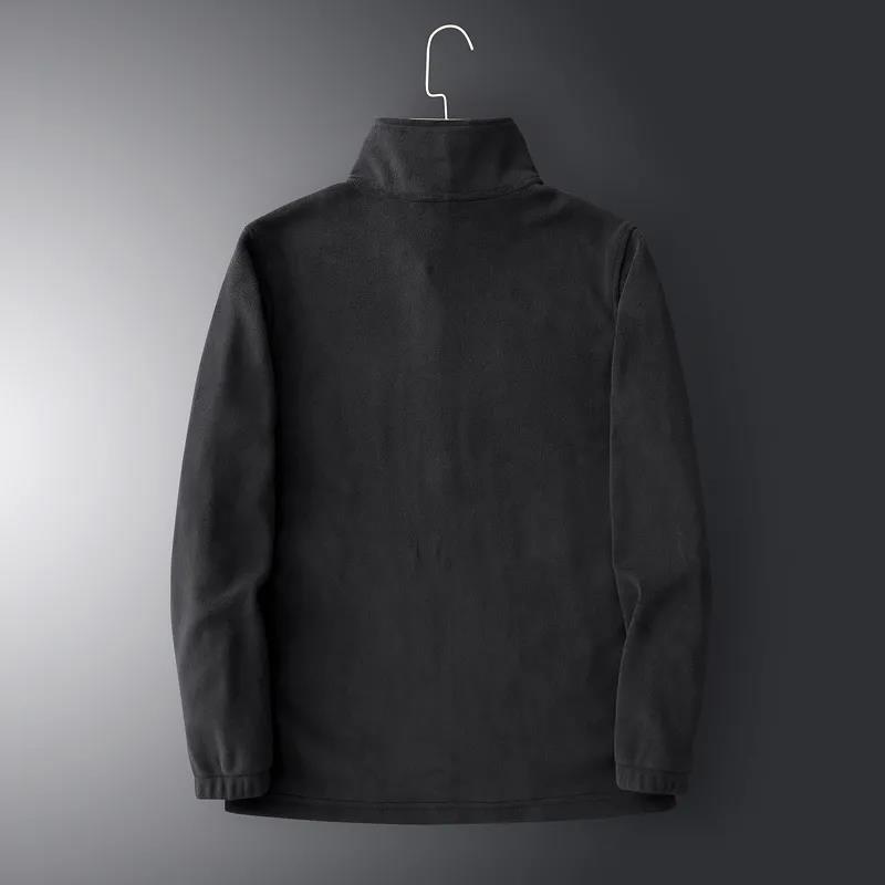 Men's Fleece Jacket Men's Spring and Autumn Wear Plus Velvet Thickening Sports Fleece Top Jacket