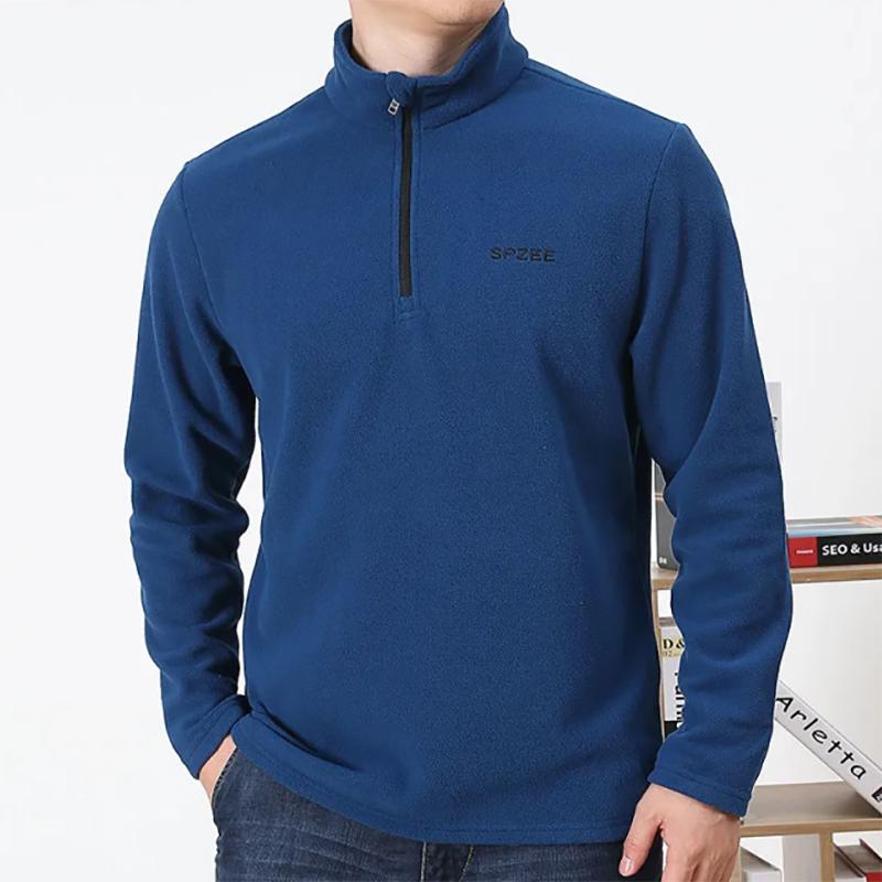 Men's Autumn and Winter Sweater Outdoor Men's Long-sleeved Semi-collar Fleece Lightweight Warm Sweatshirts