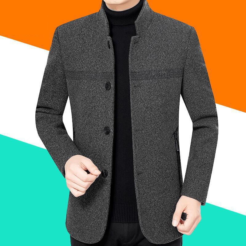 Autumn and winter Casual Middle-aged Men's Woolen Jacket Jacket Men's Short Thickened Mature Men Must-have Jacket