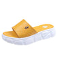 Size35-40 Summer Women Leather Slippers Bohemian Beach Waterproof Slippers Wedge Platform Crystal Letter Sandals Outdoor High Heels