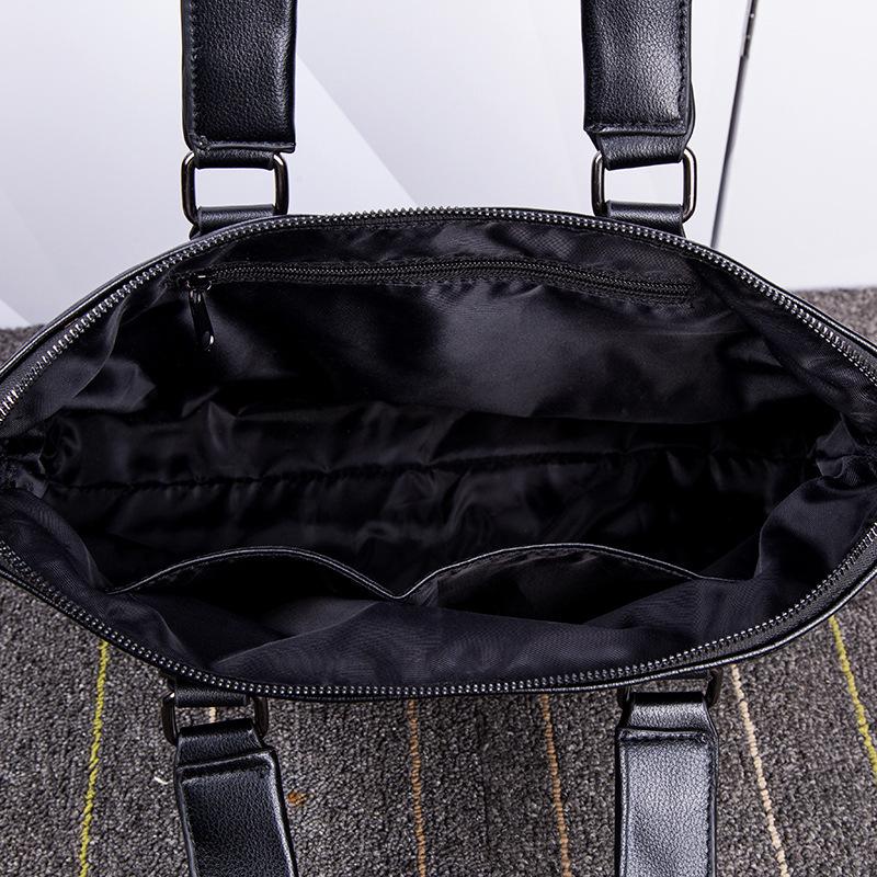 Business Briefcase Men Striped Large Capacity Leather Waterproof Handbag Crossbody Bags Shoulder Bag