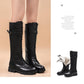Genuine Leather Boots Women Wool Fur Boots Winter Shoes High Heels Knee High Boots Black Warm Shoes Fashion Plus Size 35-42