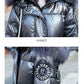 Winter Down Jacket Women Mid-length Over The Knee Blue Shiny Large Fur Collar Thick