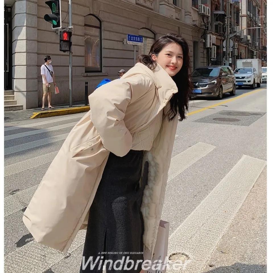 Hong Kong Style Cotton-padded Jacket Women Korean Style Loose Mid-length College Style Cotton-padded Jacket Women's Clothing