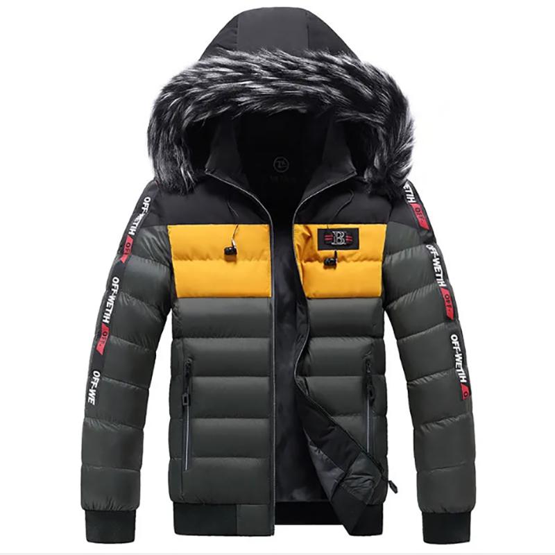 Men's Padded Jacket Men's Thicked Warm Padded Jacket with Detachable Hood Youth Bread Clothes Stand-up Collar Fashion Jacket Men