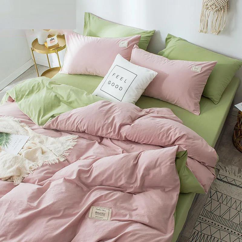 Modern Simple Pure Cotton Bedding Set Solid Color Four-piece Single Double Bed