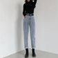 High-waisted denim wide-leg pants women's loose drooping summer new style retro straight pants