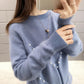 Autumn and Winter Loose Top with Round Neck Sweater All-match Beaded Female Bottoming Shirt