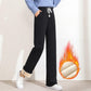 Autumn Winter Plus Velvet Thickened Wide-leg Pants Women's High-waist Straight-leg Pants Loose Casual Long Pants