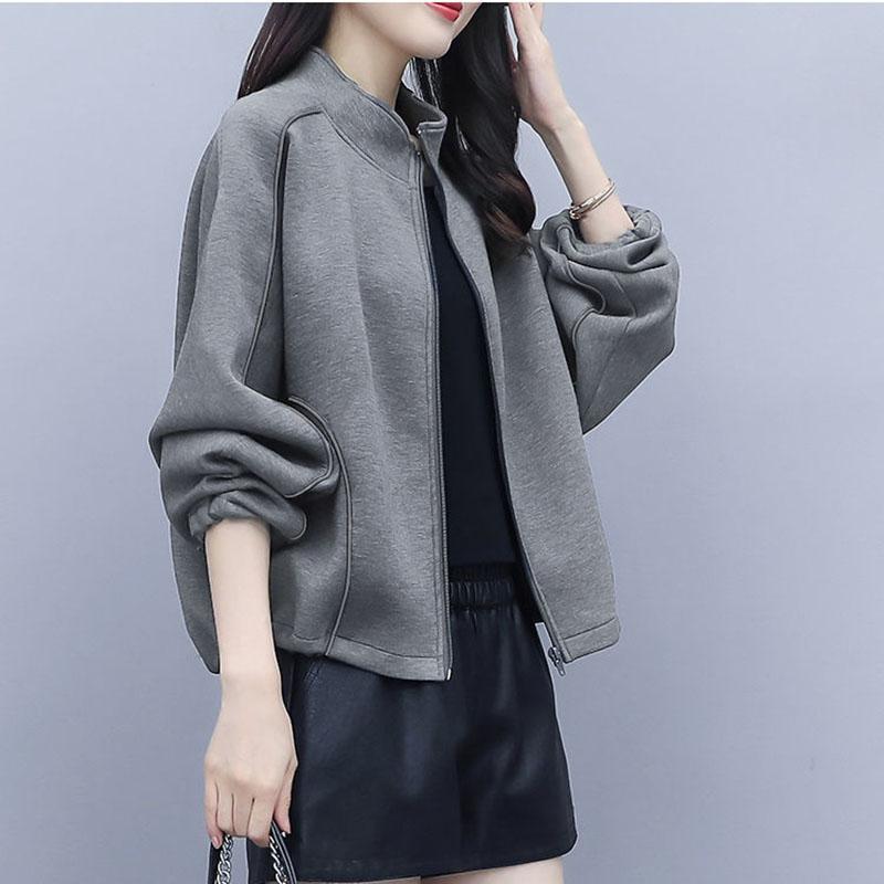 Plus Velvet Padded Short Jacket Women Autumn and Winter Loose Large Size Was Thin Short Long-sleeved Baseball Uniform Sweater