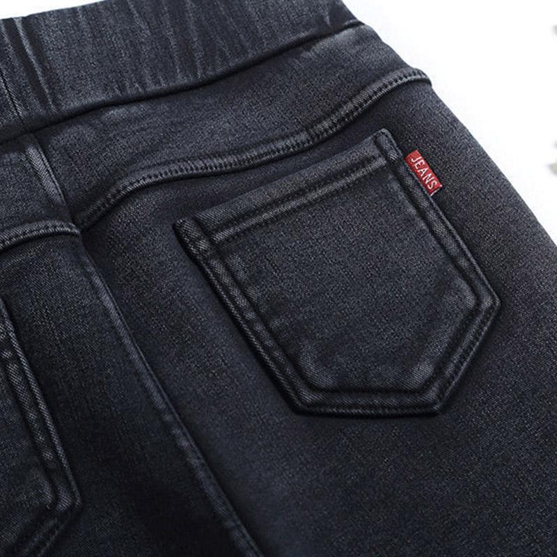 Snowflake Black Plus Velvet Cropped Trousers Women's Winter Slimming Leggings Thick Stretch Pants Outer Wear Slim Warm Jeans
